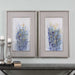 Indigo Florals Wall Art Gray Linen-Mirrors/Pictures-Uttermost-Lighting Design Store