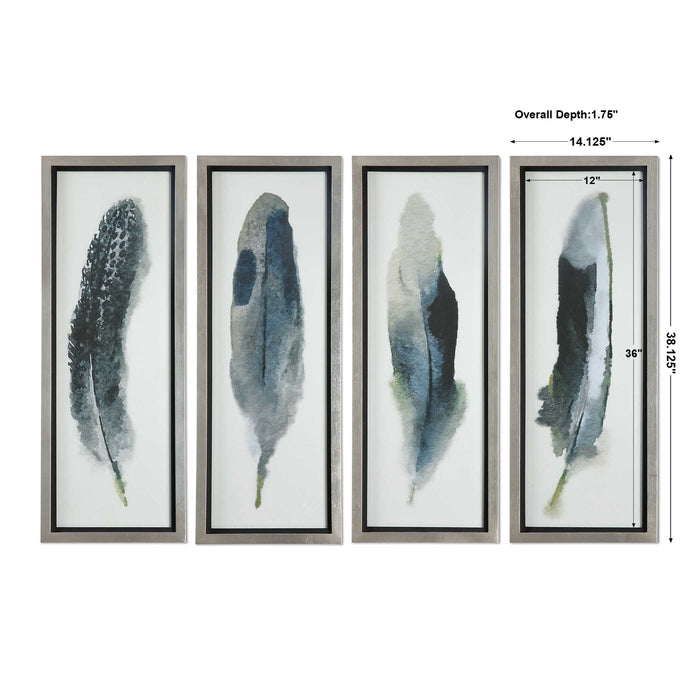 Feathered Beauty Wall Art Silver Leaf-Mirrors/Pictures-Uttermost-Lighting Design Store