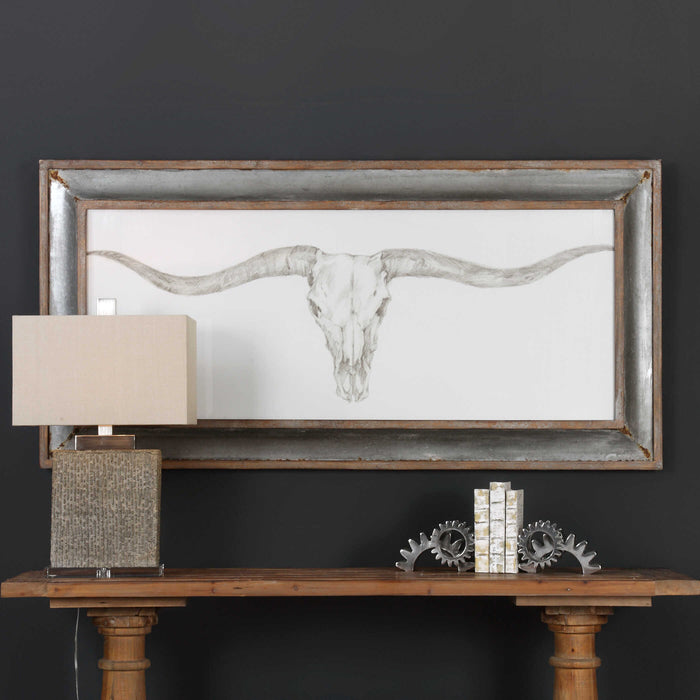 Western Skull Mount Wall Art Barnwood-Mirrors/Pictures-Uttermost-Lighting Design Store