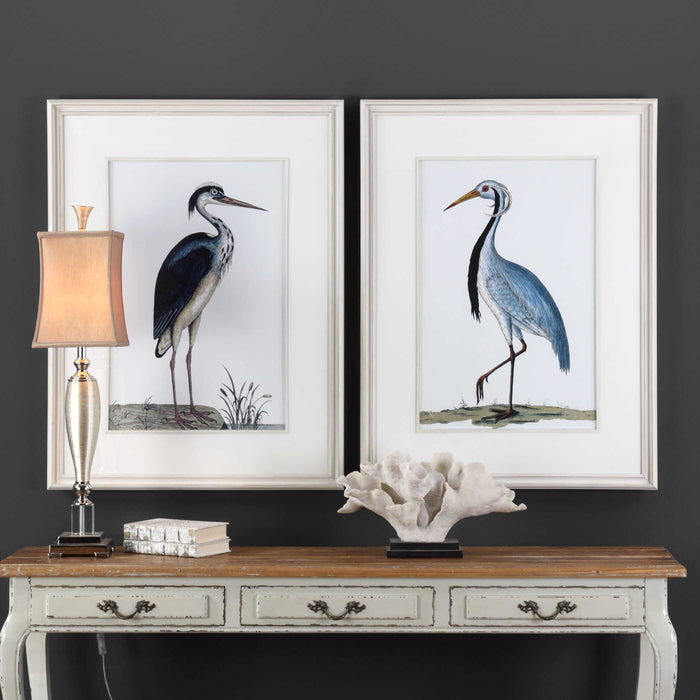 Shore Birds Wall Art Whiteed Wood-Mirrors/Pictures-Uttermost-Lighting Design Store