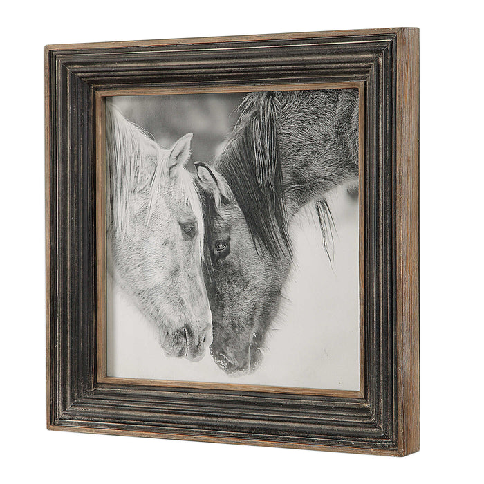 Custom Black And White Horses Wall Art Rustic Wood-Mirrors/Pictures-Uttermost-Lighting Design Store