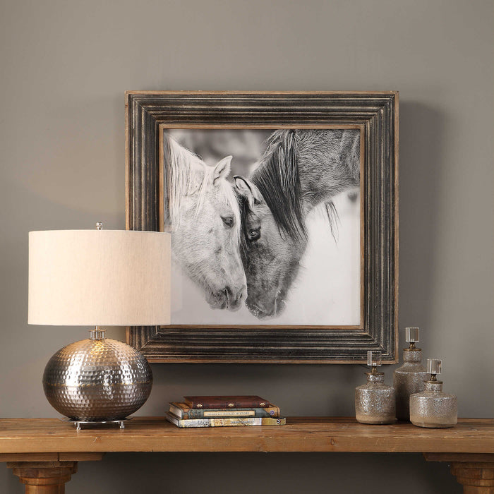 Custom Black And White Horses Wall Art Rustic Wood-Mirrors/Pictures-Uttermost-Lighting Design Store