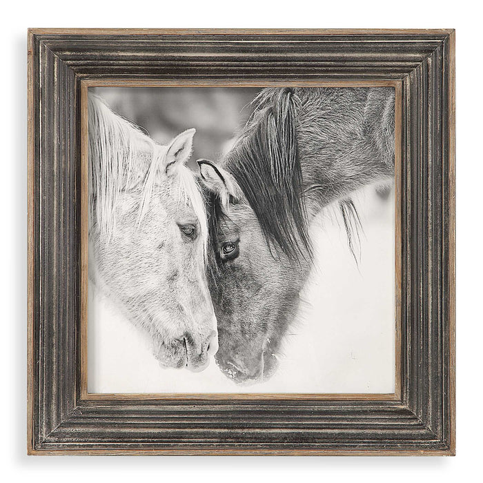 Custom Black And White Horses Wall Art Rustic Wood-Mirrors/Pictures-Uttermost-Lighting Design Store
