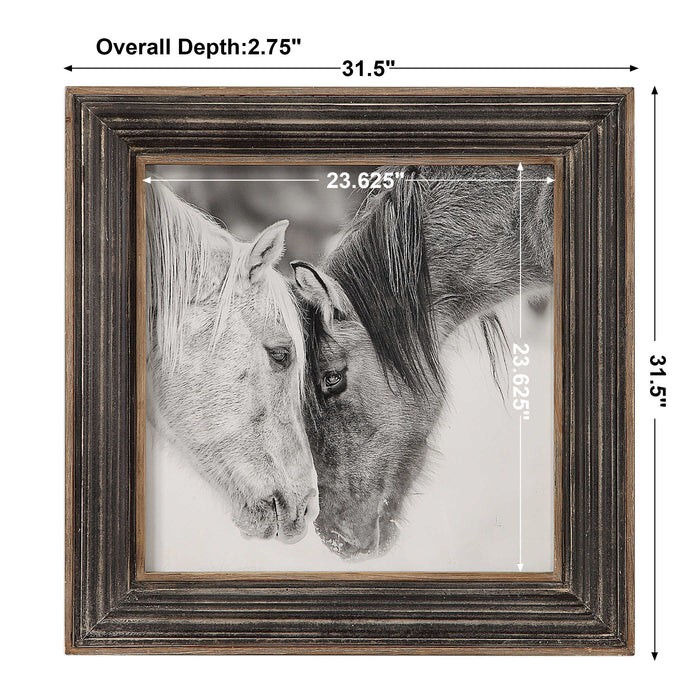 Custom Black And White Horses Wall Art Rustic Wood-Mirrors/Pictures-Uttermost-Lighting Design Store