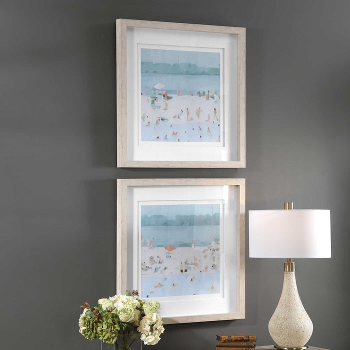 Sea Framed Prints, Set/2 Light Driftwood-Mirrors/Pictures-Uttermost-Lighting Design Store