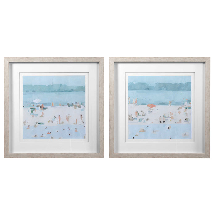 Sea Framed Prints, Set/2 Light Driftwood-Mirrors/Pictures-Uttermost-Lighting Design Store
