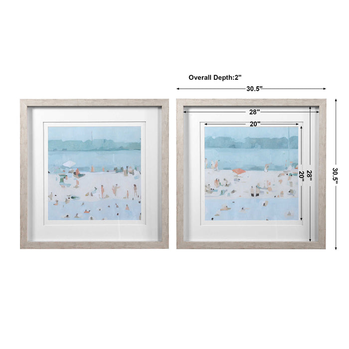 Sea Framed Prints, Set/2 Light Driftwood-Mirrors/Pictures-Uttermost-Lighting Design Store