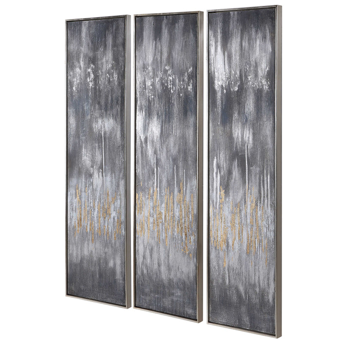 Gray Hand Painted Canvases, Set/3 Silver Leaf-Mirrors/Pictures-Uttermost-Lighting Design Store