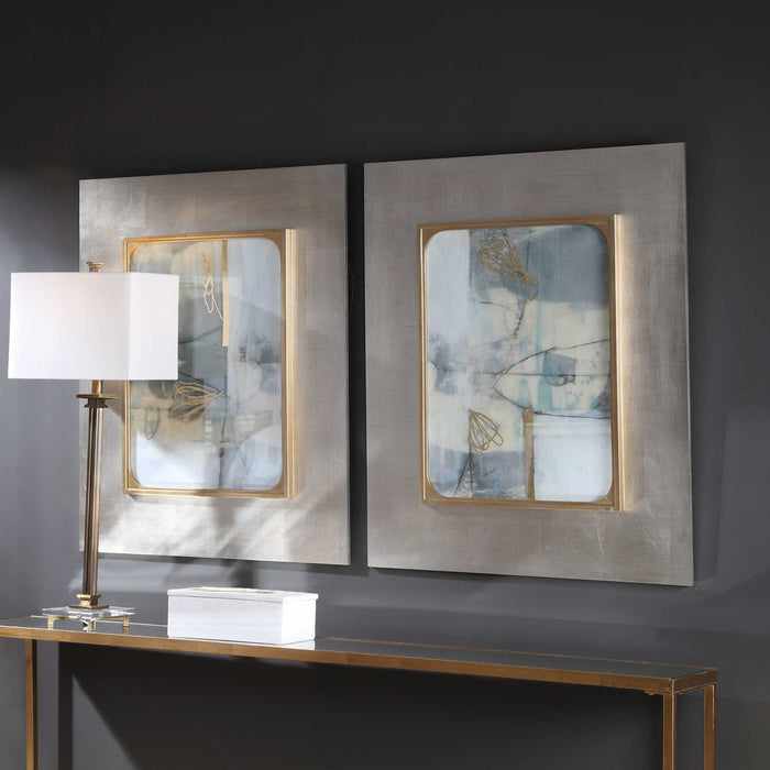 Gilded Whimsy Abstract Prints, S/2 Silver Leaf-Mirrors/Pictures-Uttermost-Lighting Design Store