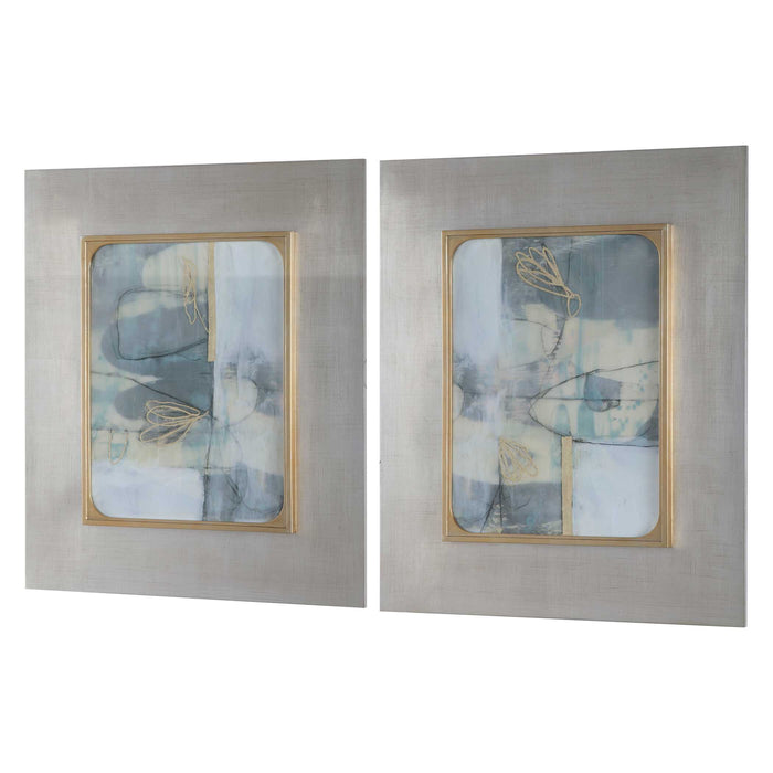 Gilded Whimsy Abstract Prints, S/2 Silver Leaf-Mirrors/Pictures-Uttermost-Lighting Design Store