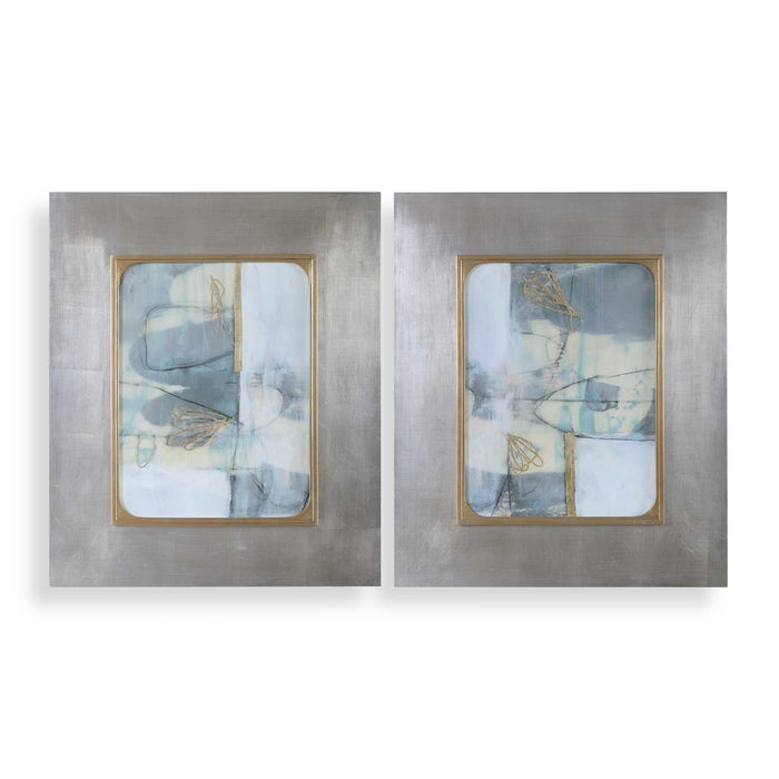 Gilded Whimsy Abstract Prints, S/2 Silver Leaf-Mirrors/Pictures-Uttermost-Lighting Design Store