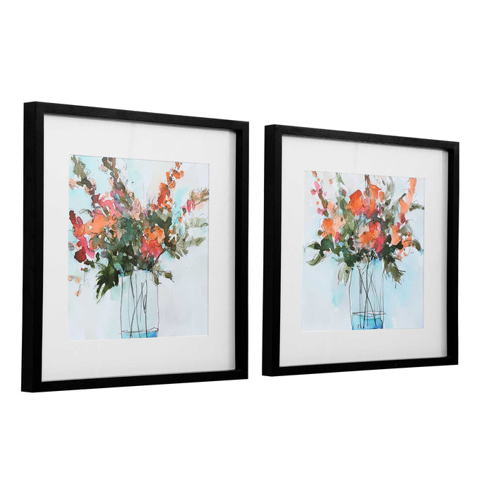 Fresh Flowers Wall Art Black-Mirrors/Pictures-Uttermost-Lighting Design Store