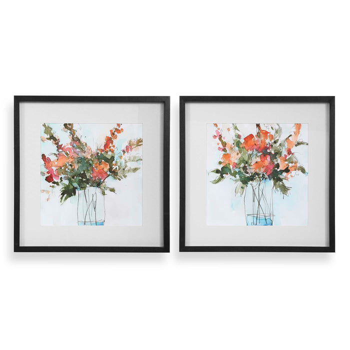 Fresh Flowers Wall Art Black-Mirrors/Pictures-Uttermost-Lighting Design Store