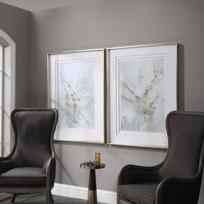 Ethos Framed Abstract Print Silver Leaf-Mirrors/Pictures-Uttermost-Lighting Design Store