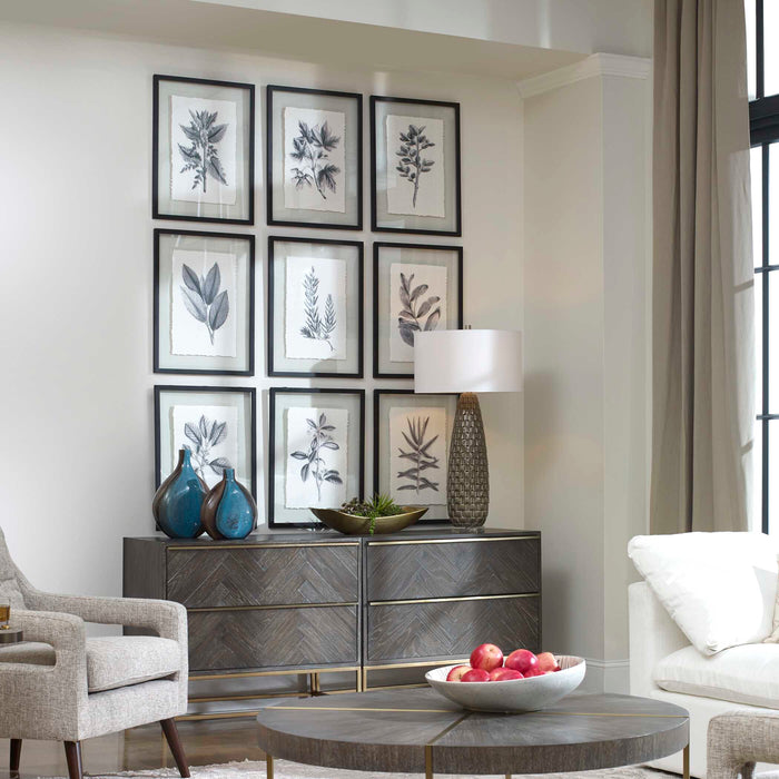 Farmhouse Florals Wall Art Matte Black-Mirrors/Pictures-Uttermost-Lighting Design Store