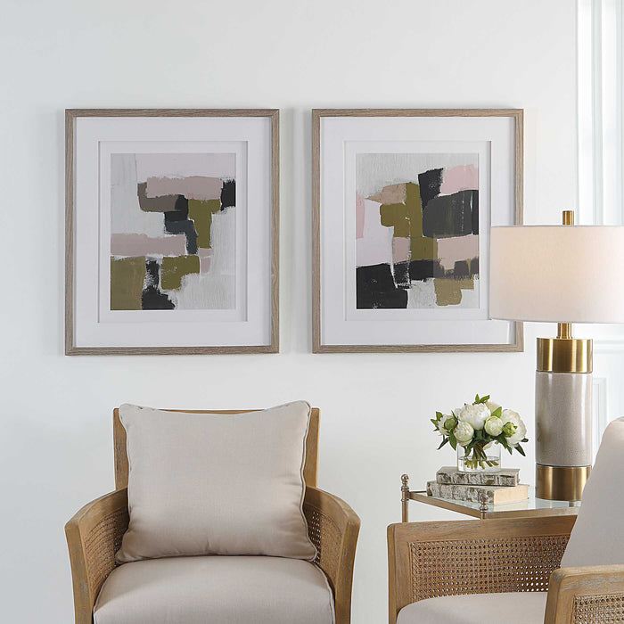 Color Block Framed Prints, Set/2 Solid Wood-Mirrors/Pictures-Uttermost-Lighting Design Store