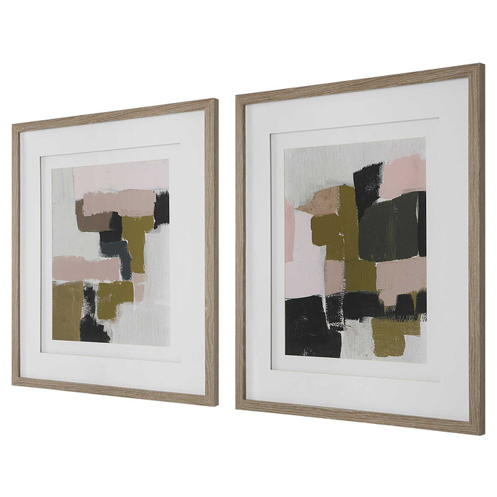 Color Block Framed Prints, Set/2 Solid Wood-Mirrors/Pictures-Uttermost-Lighting Design Store