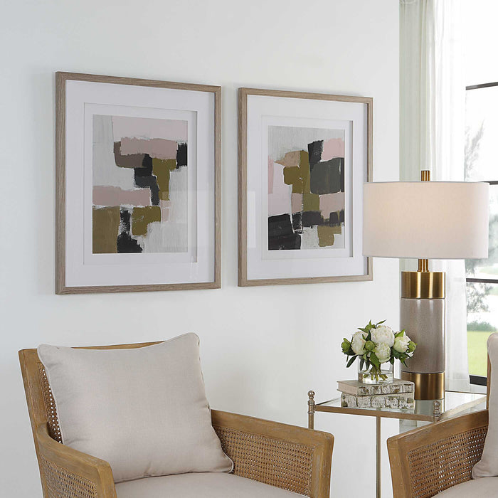 Color Block Framed Prints, Set/2 Solid Wood-Mirrors/Pictures-Uttermost-Lighting Design Store