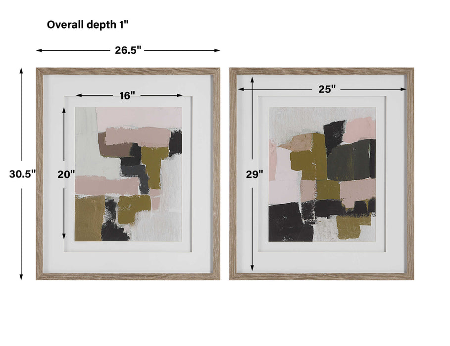 Color Block Framed Prints, Set/2 Solid Wood-Mirrors/Pictures-Uttermost-Lighting Design Store