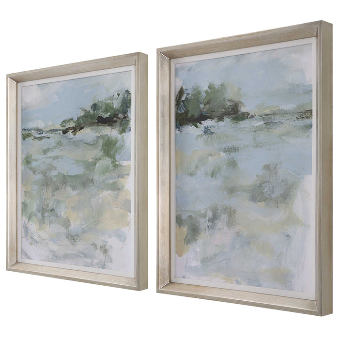 Far Away View Framed Prints, Set/2 Champagne Silver-Mirrors/Pictures-Uttermost-Lighting Design Store