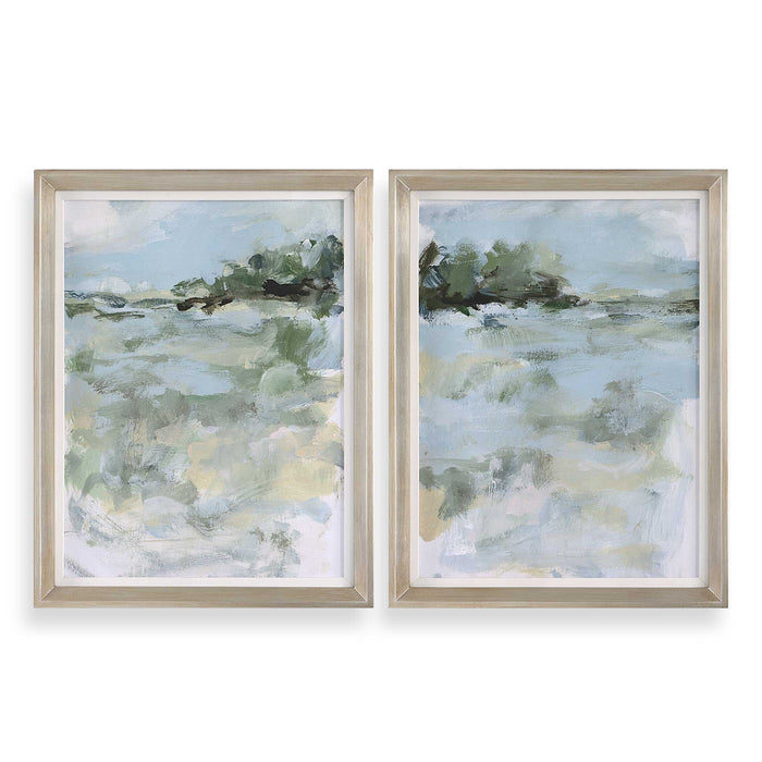 Far Away View Framed Prints, Set/2 Champagne Silver-Mirrors/Pictures-Uttermost-Lighting Design Store