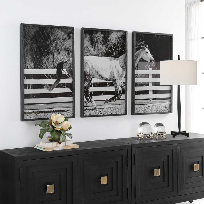 Galloping Forward Wall Art Pine Wood-Mirrors/Pictures-Uttermost-Lighting Design Store