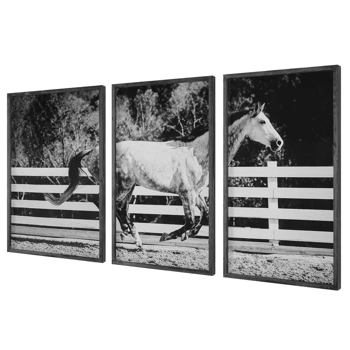 Galloping Forward Wall Art Pine Wood-Mirrors/Pictures-Uttermost-Lighting Design Store