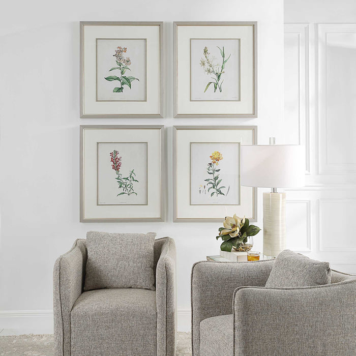 Heirloom Blooms Framed Prints Set/4 Gray-Mirrors/Pictures-Uttermost-Lighting Design Store