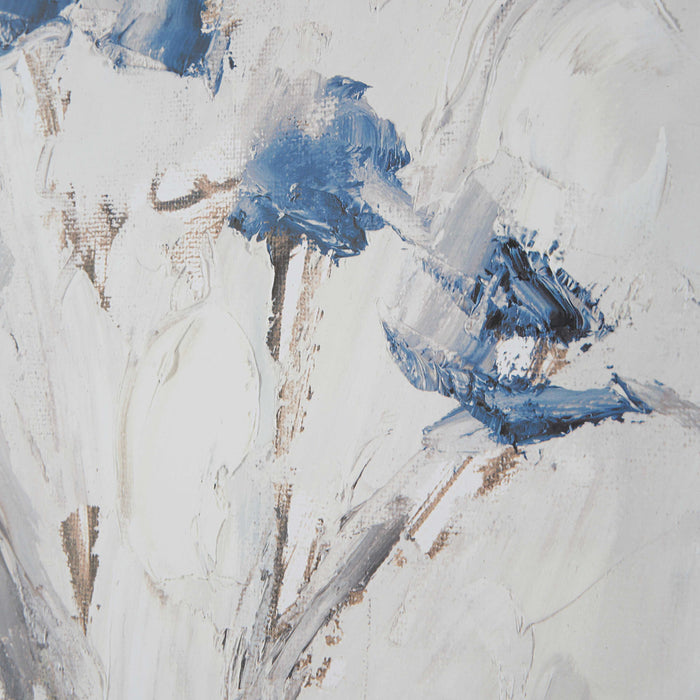 Blue Flowers Print Blue, Gray And Natural-Mirrors/Pictures-Uttermost-Lighting Design Store