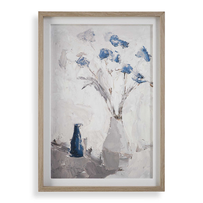 Blue Flowers Print Blue, Gray And Natural-Mirrors/Pictures-Uttermost-Lighting Design Store