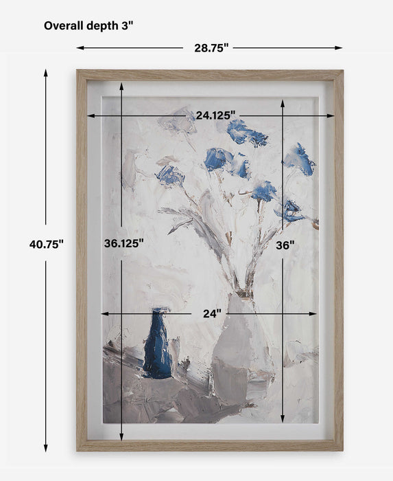 Blue Flowers Print Blue, Gray And Natural-Mirrors/Pictures-Uttermost-Lighting Design Store