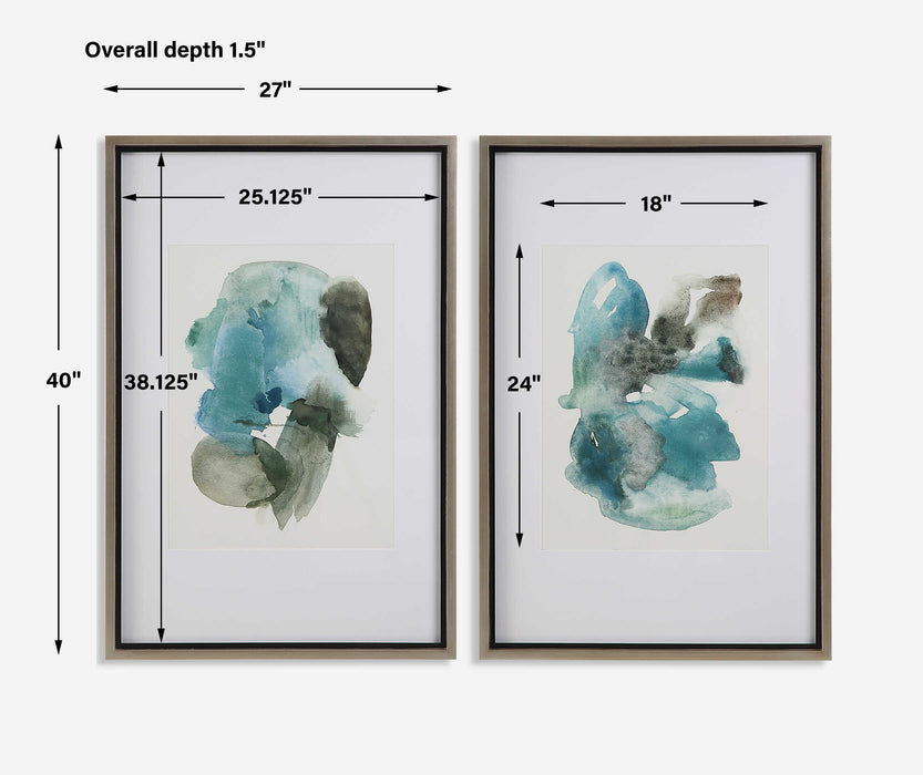 Blueprints Prints, Set Of 2 Champagne Gold-Mirrors/Pictures-Uttermost-Lighting Design Store