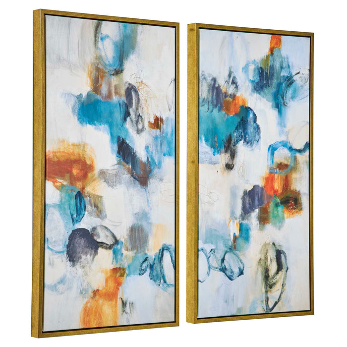 Casual Moments Abstract Art, Set/2 Gold-Mirrors/Pictures-Uttermost-Lighting Design Store