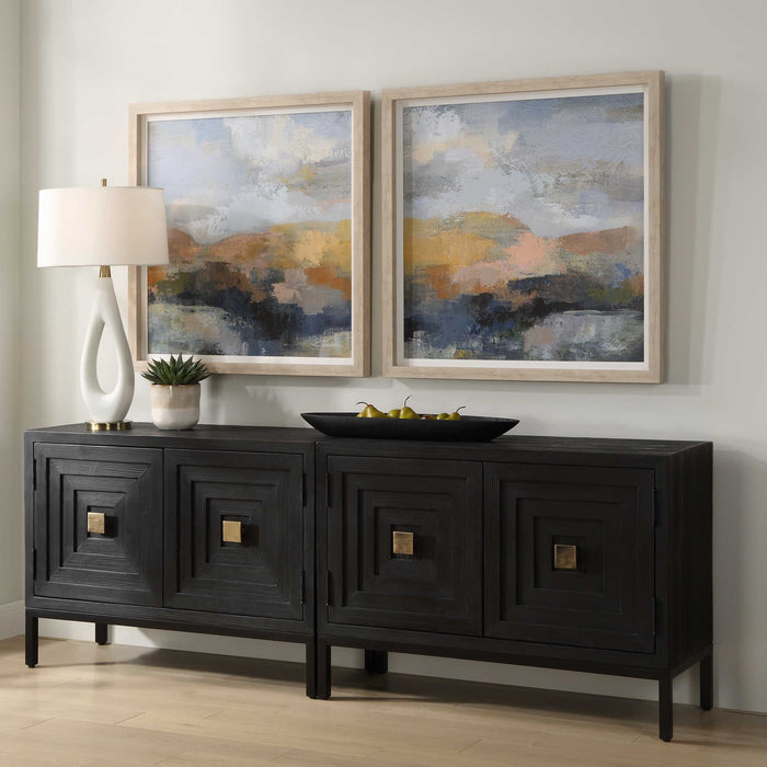 Dusk Framed Prints, S/2 Natural Wood Grain-Furniture-Uttermost-Lighting Design Store
