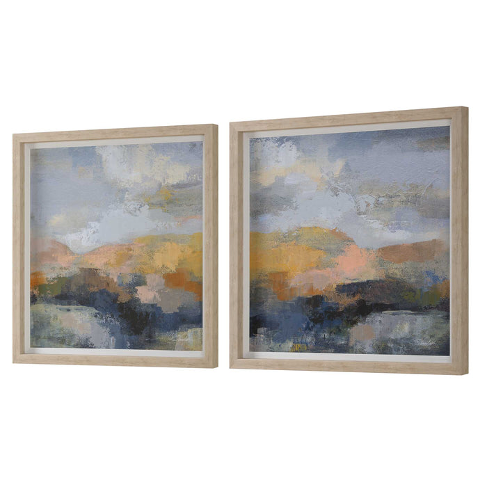 Dusk Framed Prints, S/2 Natural Wood Grain-Furniture-Uttermost-Lighting Design Store