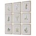 Botanical Flowers Framed Prints, S/9 Champagne Gold-Mirrors/Pictures-Uttermost-Lighting Design Store