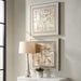 Unpredictable Hand Canvases Set/2 Brushed Champagne Gold-Mirrors/Pictures-Uttermost-Lighting Design Store
