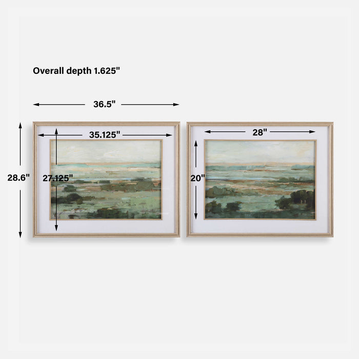 Warm Framed Print Natural Oak Veneer-Mirrors/Pictures-Uttermost-Lighting Design Store