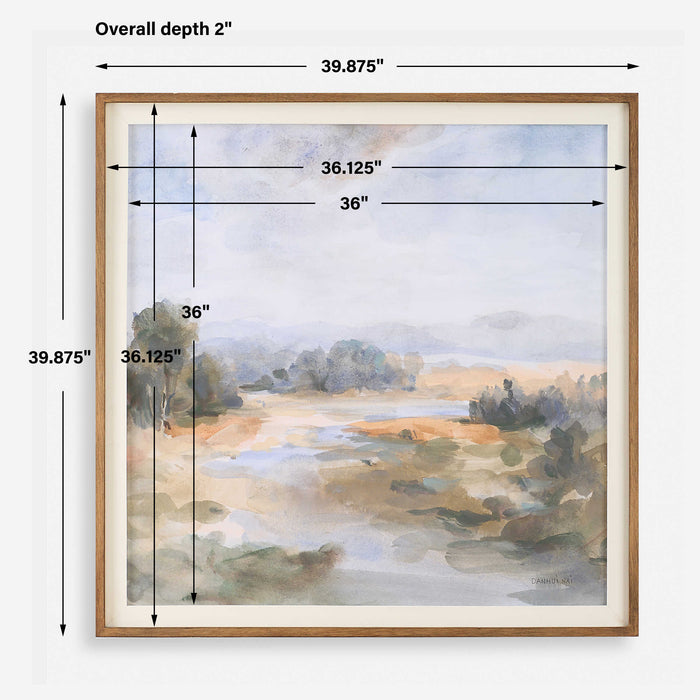 River Afternoon Landscape Print Pine Wood-Mirrors/Pictures-Uttermost-Lighting Design Store