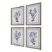 Shibori Coral Framed Prints, Set/4 Light Gray Wood-Home Accents-Uttermost-Lighting Design Store