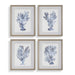 Shibori Coral Framed Prints, Set/4 Light Gray Wood-Home Accents-Uttermost-Lighting Design Store