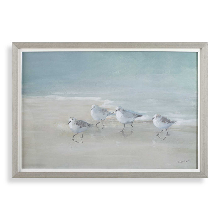 Tranquil Shorebirds On The Sand Framed Print Light Gray Wood-Home Accents-Uttermost-Lighting Design Store