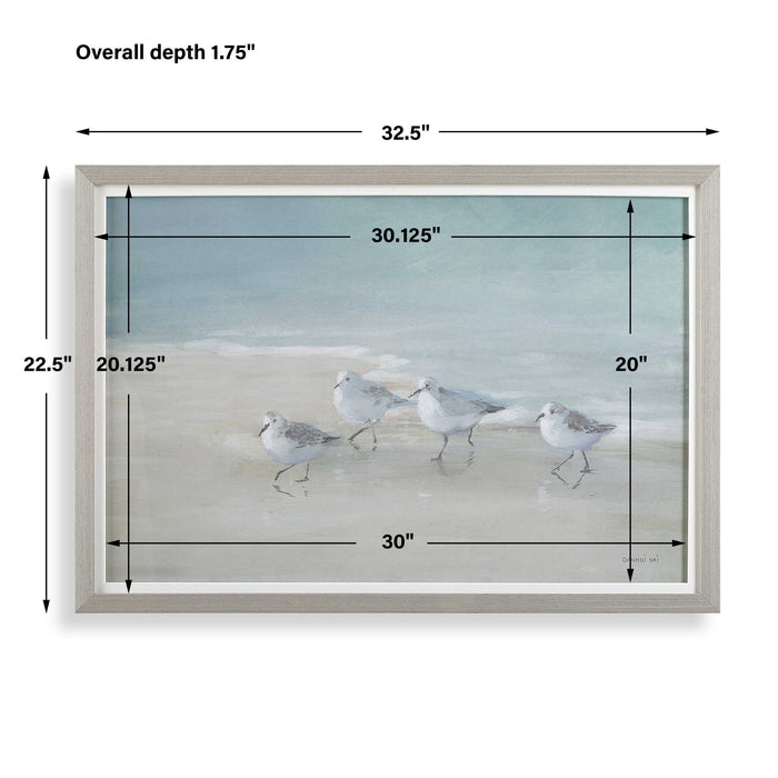 Tranquil Shorebirds On The Sand Framed Print Light Gray Wood-Home Accents-Uttermost-Lighting Design Store