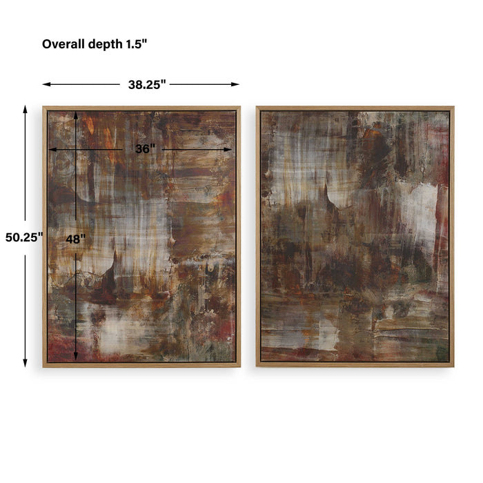 Molten Patina Framed Canvases, Set/2 Light Oak-Home Accents-Uttermost-Lighting Design Store