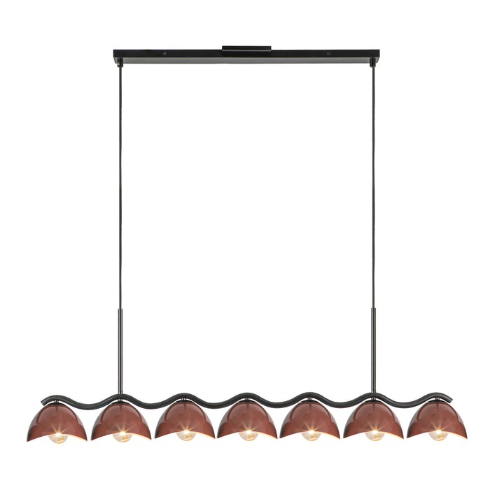 Atlas Seven Light Linear Pendant Black/Burgundy-Linear/Island-Kuzco Lighting-Lighting Design Store