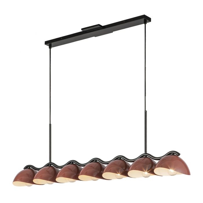 Atlas Seven Light Linear Pendant Black/Burgundy-Linear/Island-Kuzco Lighting-Lighting Design Store