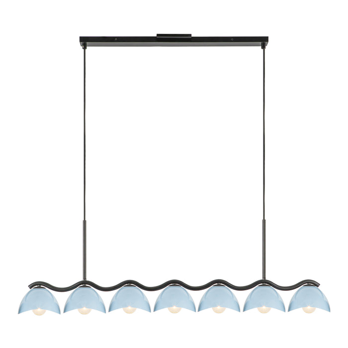 Atlas Seven Light Linear Pendant Black/Cerulean-Linear/Island-Kuzco Lighting-Lighting Design Store