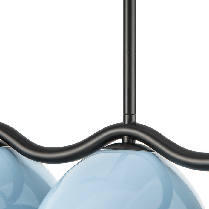 Atlas Seven Light Linear Pendant Black/Cerulean-Linear/Island-Kuzco Lighting-Lighting Design Store