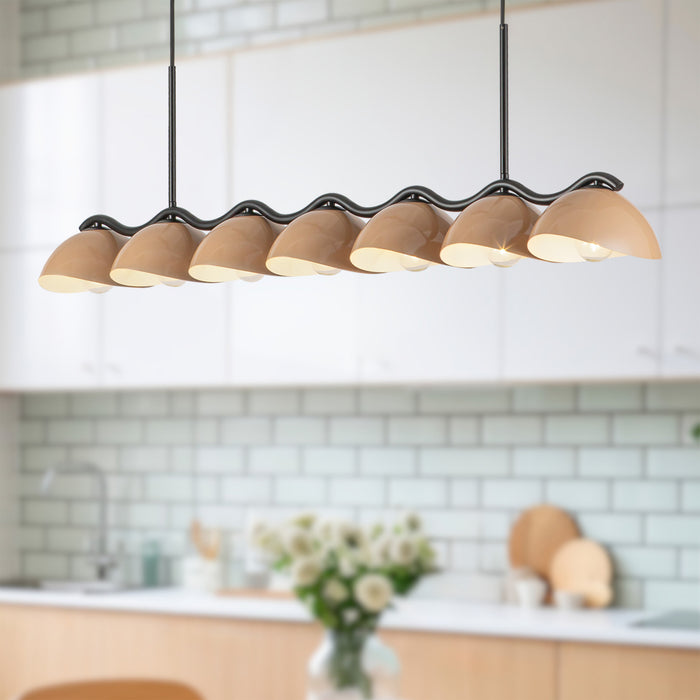 Atlas Seven Light Linear Pendant Black/Peach-Linear/Island-Kuzco Lighting-Lighting Design Store