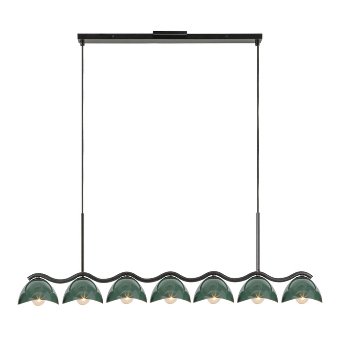Atlas Seven Light Linear Pendant Black/Pine Green-Linear/Island-Kuzco Lighting-Lighting Design Store